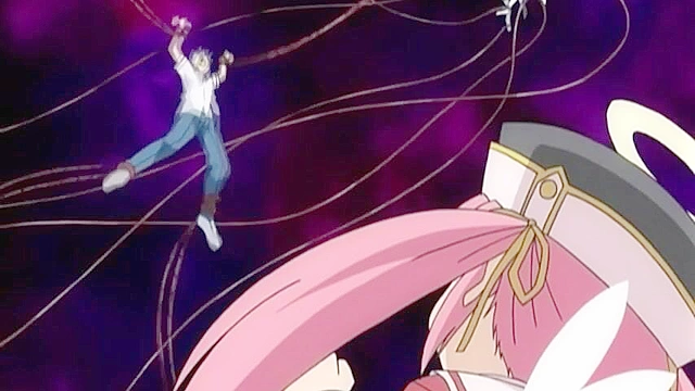 Pervy dude fucks his sister and an angel in a public schoolgirl threesome