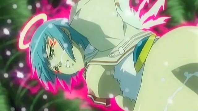 Horny angel is double penetrated by demon tentacles while hentai lesbians 69