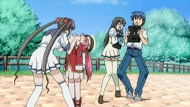 Horny angel is double penetrated by demon tentacles while hentai lesbians 69