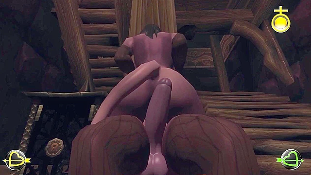 Warcraft elf with a big ass take a futanari cock outdoors