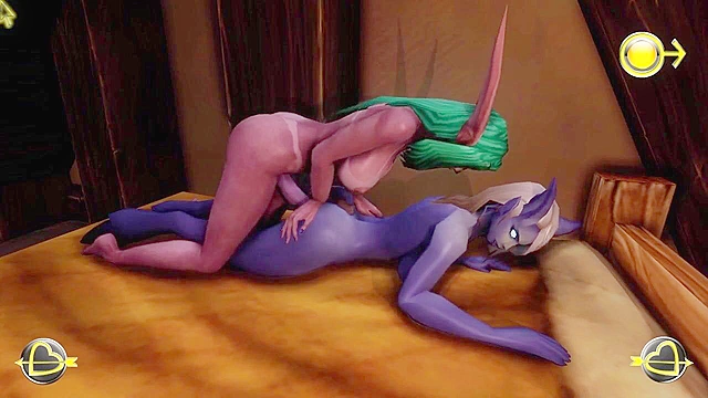 Warcraft elf with a big ass take a futanari cock outdoors