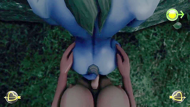 Warcraft elf with a big ass take a futanari cock outdoors
