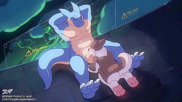 Gay dragon and cartoon dog fuck in airlock