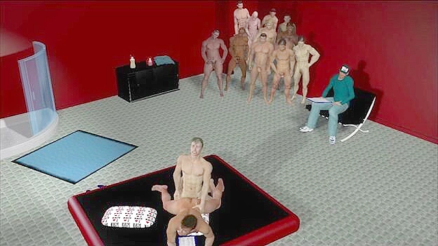 Queuing for the casting - 3D gay porn - Older gay club boss interviews people with anal