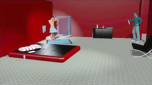 Queuing for the casting - 3D gay porn - Older gay club boss interviews people with anal