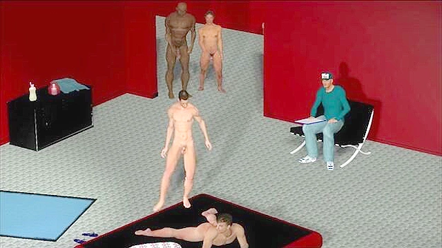 Queuing for the casting - 3D gay porn - Older gay club boss interviews people with anal