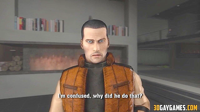 3D muscular gay guys fucking in hot interracial threesome