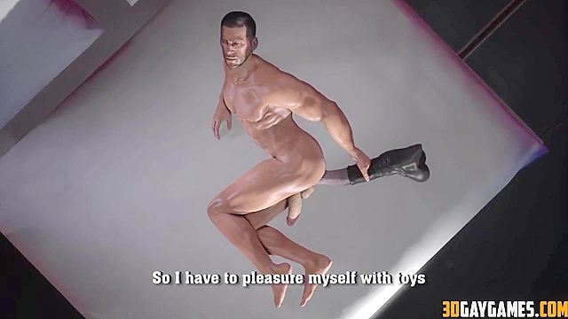 3D muscular gay guys fucking in hot interracial threesome