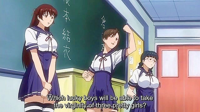 Love Selection 1 - Curvy schoolgirls fuck in anime school orgy in classroom