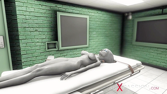 Female alien in a jail gets fucked hard by a lesbian with strapon