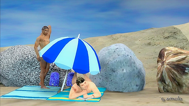 Big Gay Interracial Sex Adventure at the Beach - 3d porn