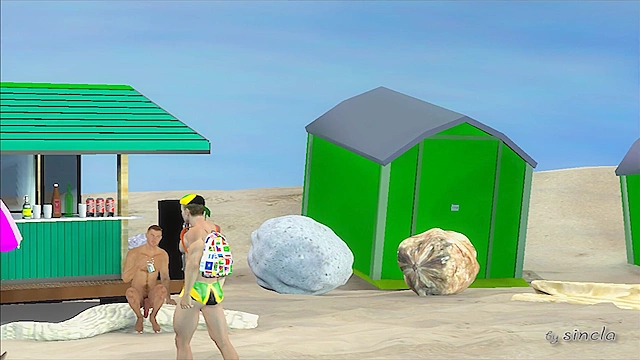 Big Gay Interracial Sex Adventure at the Beach - 3d porn