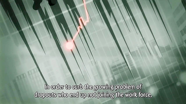 Dropout 2 - Anime brunette with huge juggs is getting gangbang fucked in a public restroom