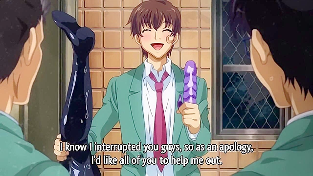 Dropout 2 - Anime brunette with huge juggs is getting gangbang fucked in a public restroom