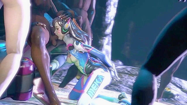 The Falling E-Sport Goddess - D.va is gangbanged by Roadhog and friends