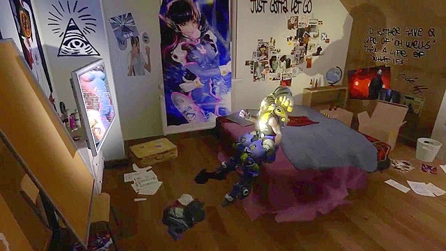 The Falling E-Sport Goddess - D.va is gangbanged by Roadhog and friends