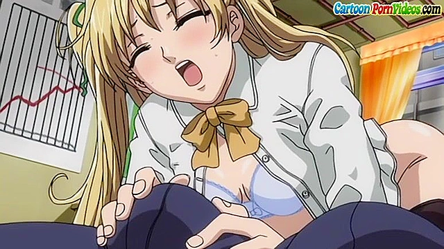 Hentai schoolgirl puts her panties on guys head while she gives a public blowjob