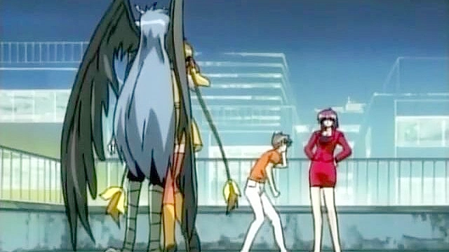 Warrior defeats harpy and fucks catgirl and angel in steamy hentai threesome