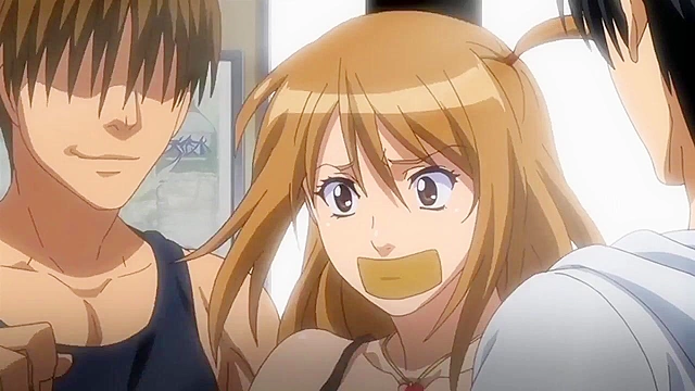 Crimson Girls 3 - Busty slut gets gagged and fingered by a group of guys on a train