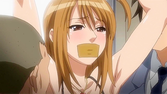 Crimson Girls 3 - Busty slut gets gagged and fingered by a group of guys on a train