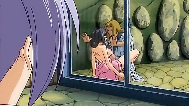 Secret Hot Spring - Anime virgin is banging outdoors while pervs watch