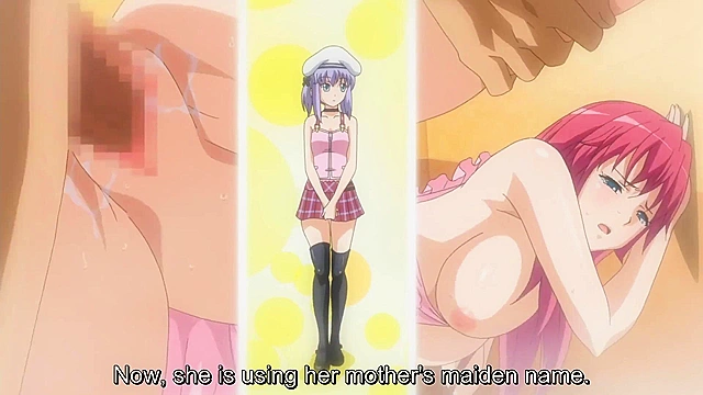 Petite teen virgin with bald pussy slides down on a hard hentai cock