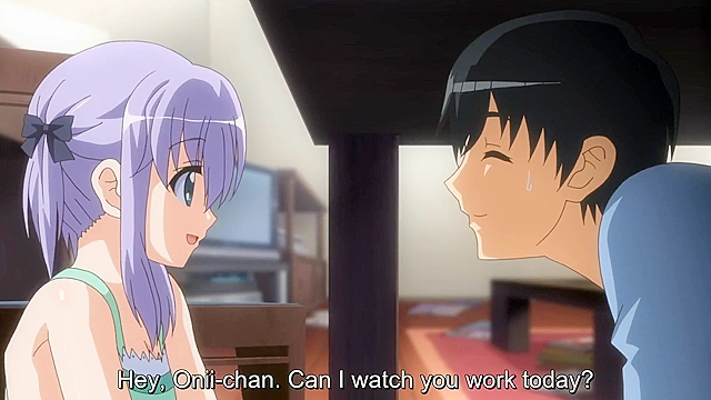 Petite teen virgin with bald pussy slides down on a hard hentai cock