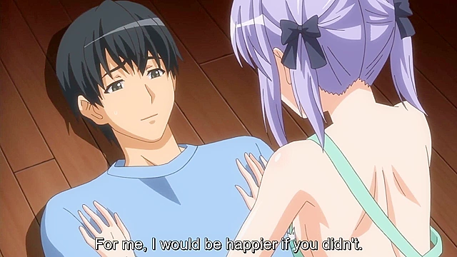 Petite teen virgin with bald pussy slides down on a hard hentai cock