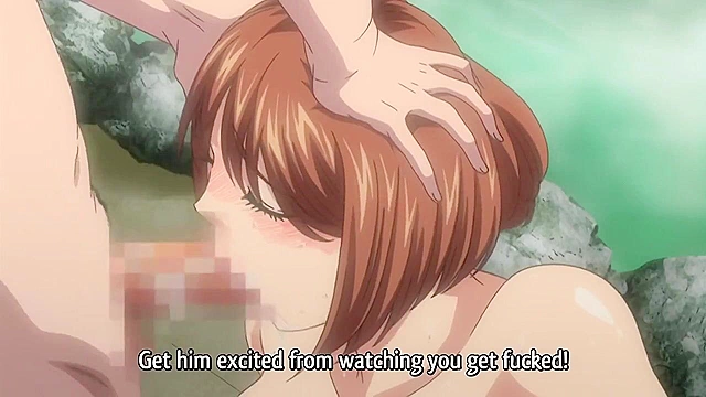 Busty hentai housewife gets gangbanged in public bath in front of husband