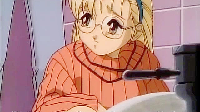 Cool Devices 3 - Blonde anime girl with glasses creampied in bathroom
