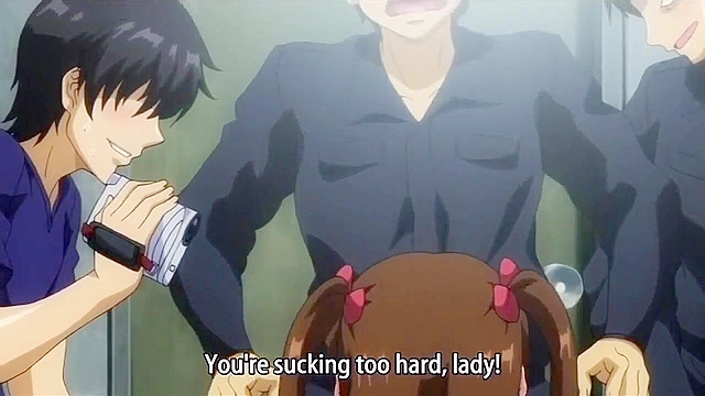 Dirty hentai schoolgirl fucks her sensei in the library while teen watches