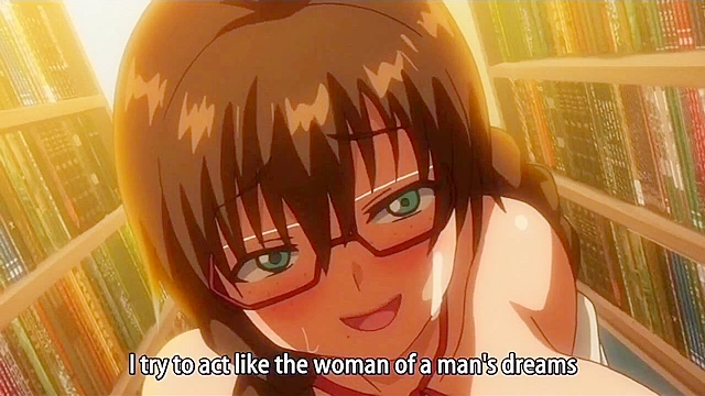 Dirty hentai schoolgirl fucks her sensei in the library while teen watches