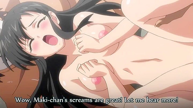 Hentai schoolgirl watches while her friend is gangbanged in all holes