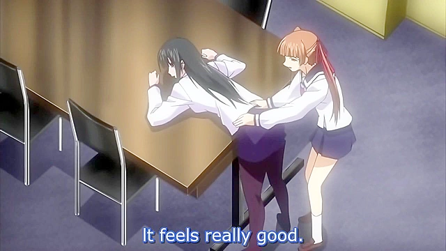 Ringetsu 3 - Naughty anime schoolgirls masturbate their pussies in the library