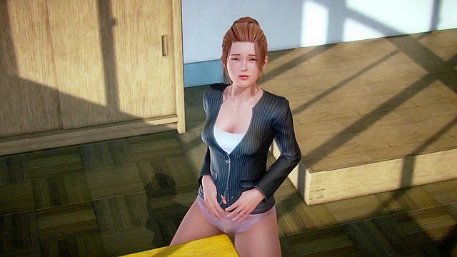 Teacher is horny in class masturbating and then is fucked by student