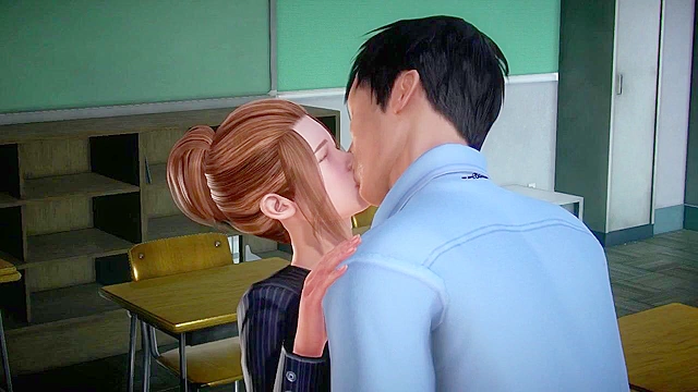 Teacher is horny in class masturbating and then is fucked by student