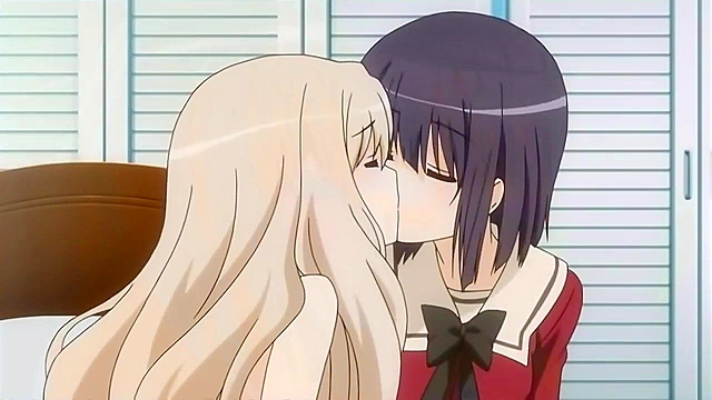 A Kiss for the Petals - Petite schoolgirls with small tits have erotic lesbian anime sex