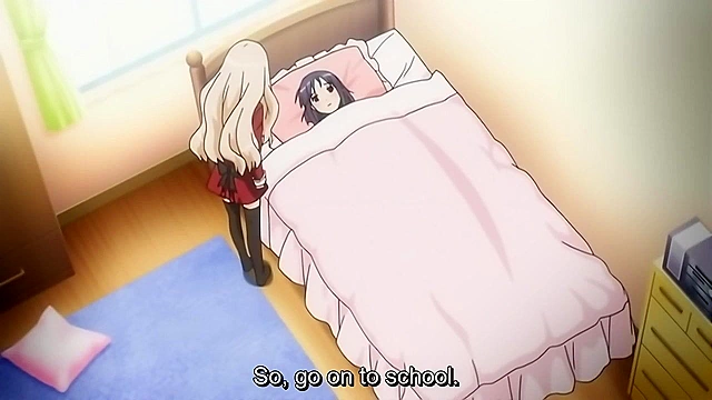 A Kiss for the Petals - Petite schoolgirls with small tits have erotic lesbian anime sex