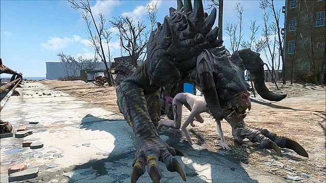 The Deathclaw impales Ellie on his huge monster cock