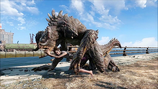 The Deathclaw impales Ellie on his huge monster cock