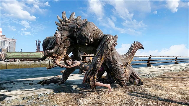The Deathclaw impales Ellie on his huge monster cock