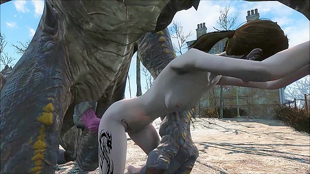The Deathclaw impales Ellie on his huge monster cock