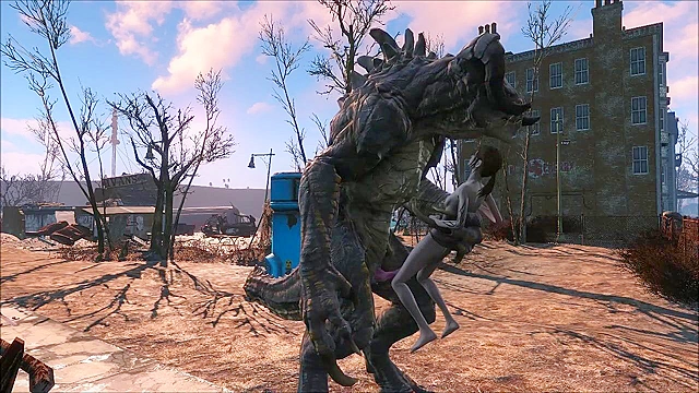 The Deathclaw impales Ellie on his huge monster cock