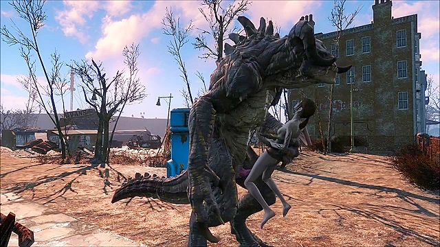The Deathclaw impales Ellie on his huge monster cock