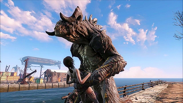 The Deathclaw impales Ellie on his huge monster cock