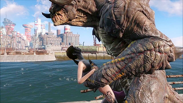 The Deathclaw impales Ellie on his huge monster cock