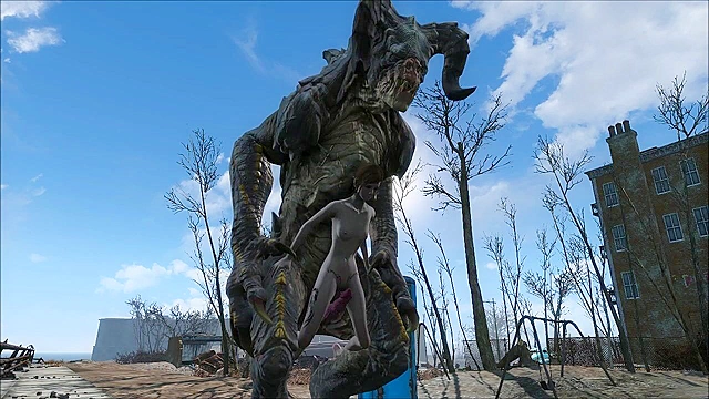 The Deathclaw impales Ellie on his huge monster cock