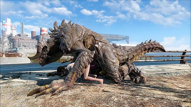 The Deathclaw impales Ellie on his huge monster cock