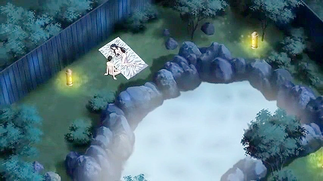 Horny anime teens have sex at the public hot springs