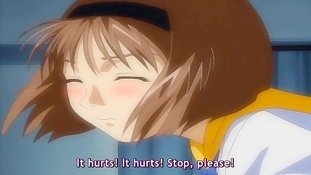 Immoral Sisters 3 - Virgin anime teen gets fucked roughly by dirty old man who bend her over desk